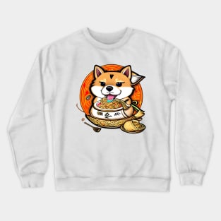 Shiba Inu with Ramen Noodle-Loving Crewneck Sweatshirt